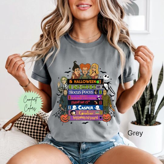 Discover VHS Halloween Movie Shirt, Scary Movie Shirt, Beetlejuice, Hocus Pocus, Michael Meyers, Jason Voorhees, Retro Horror Shirt, Slasher Shirt