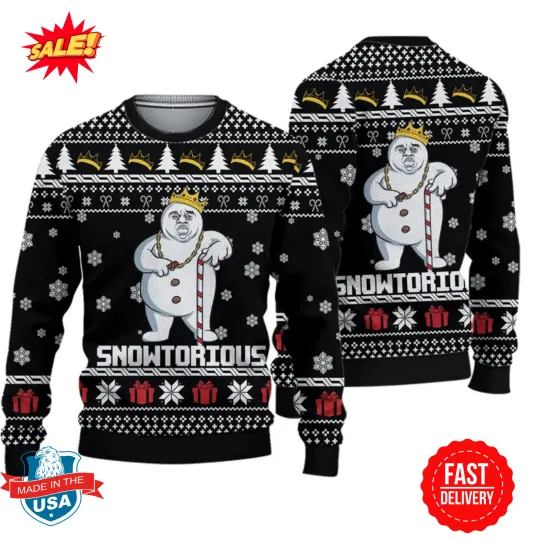 Discover Snowtorious Ugly Christmas Sweater, Funny Christmas Sweater, Holiday Sweater