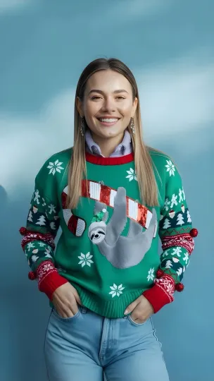 Ugly Christmas Sweater Pullover Holiday party festive  Unisex Size S