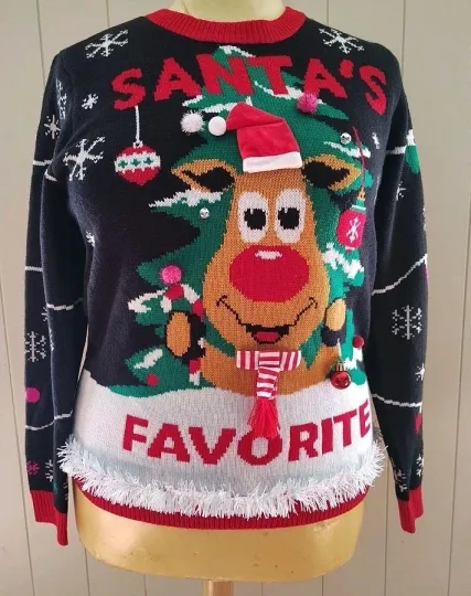 Ugly Christmas Sweater Rudolph Ladies No Boundaries Womans Sz XXL