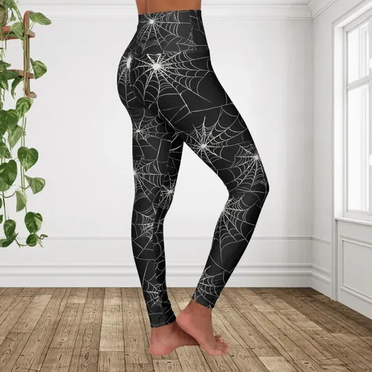 Halloween Spiderweb Leggings, Cute Womens Halloween Outfit