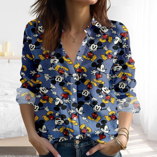 Discover Disney Mickey Blouse Shirt, Cute Disney Mouse Shirt For Women, Disneyland Cartoon Shirt For Fan, Magic Kingdom Shirt For Her