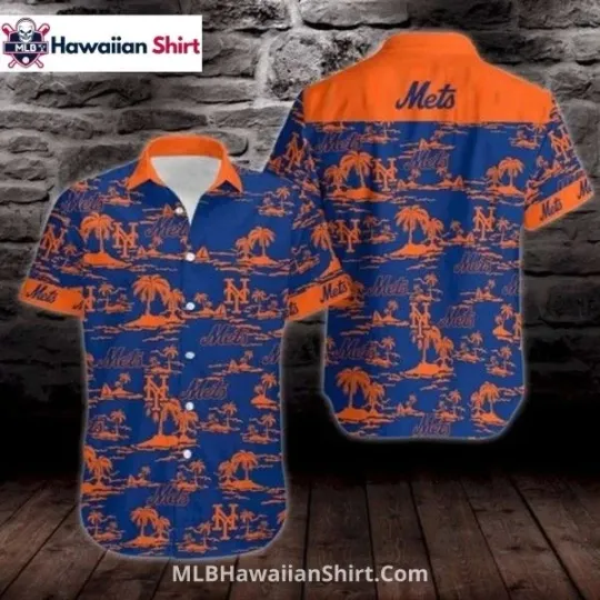 Discover Orange Island NY Mets Hawaiian Shirt – Classic Beach Scene