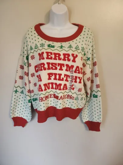 Womens Home Alone Merry Christmas Ya Filthy Animal Ugly Christmas Sweater XL