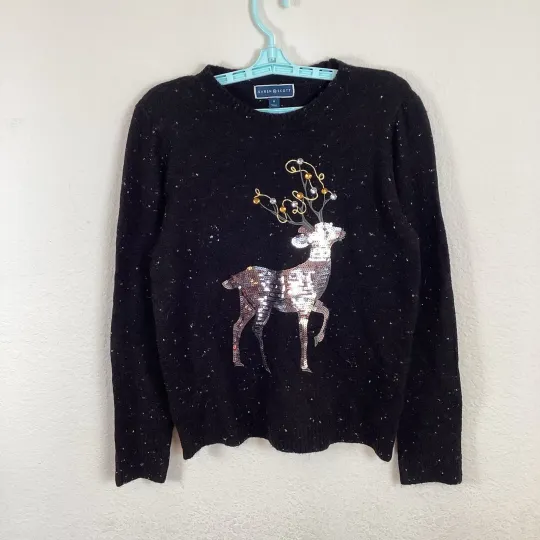 Discover Ugly Christmas Sweater Womens Sweater Sz S Small Black Long Sleeve Karen Scott