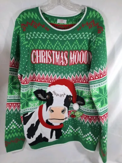 Holiday Time Ugly Christmas Sweater Unisex Medium (38-40) Christmas Mood Cow
