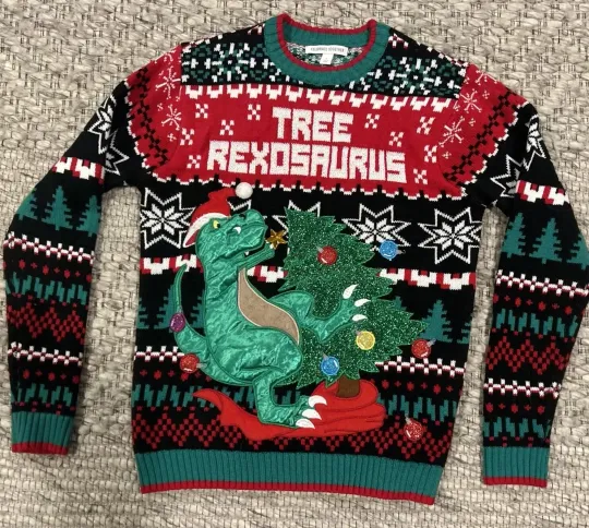 Discover Ugly Christmas Sweater Tree Rexosaurus Holiday Dinosaur SMALL - Will Ship ASAP