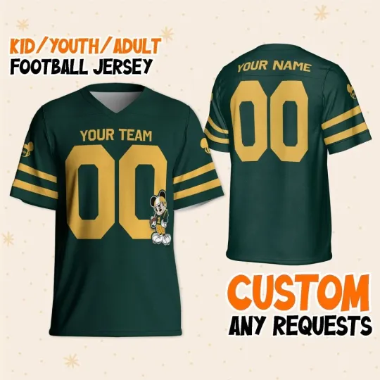 Custom Disney Mickey Awesome Star Sport Green Simple  Football