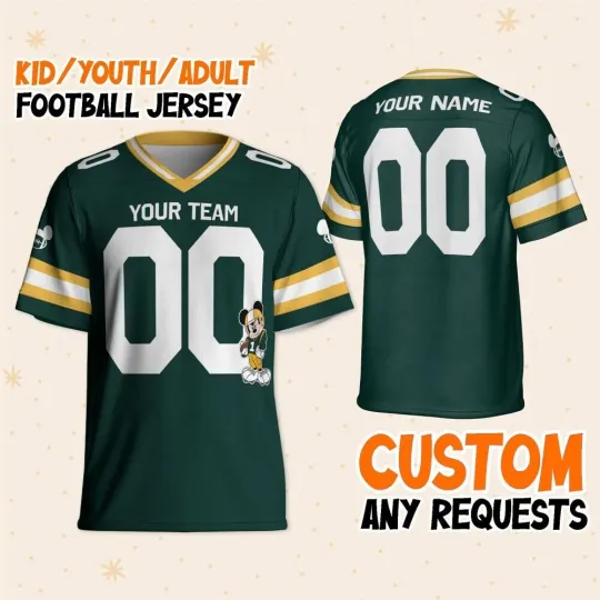 Custom Disney Mickey Awesome Star Sport Green  Football