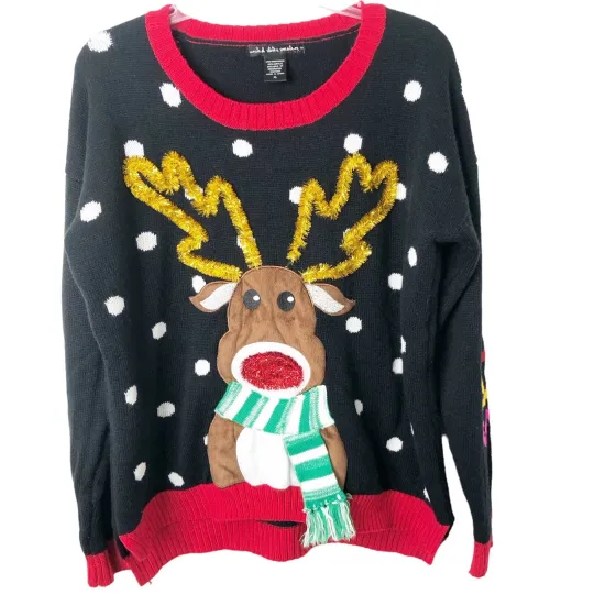Discover United States Sweaters Reindeer Antler Tinsel Ugly Christmas Sweater Size XL