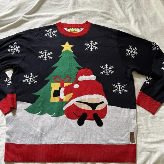 Discover Tipsy Elves 3XL Santa In A Thong Ugly Christmas Sweater Snowflakes Tree Presents