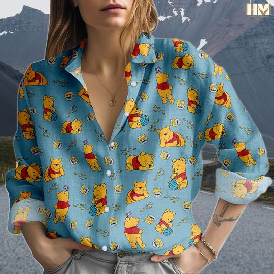 Discover Winnie The Pooh Blouse Shirt, Disney Pooh Blouse Women Shirt, Winnie The Pooh Long Sleeve Shirt, Magic Kingdom Casual Women Shirt