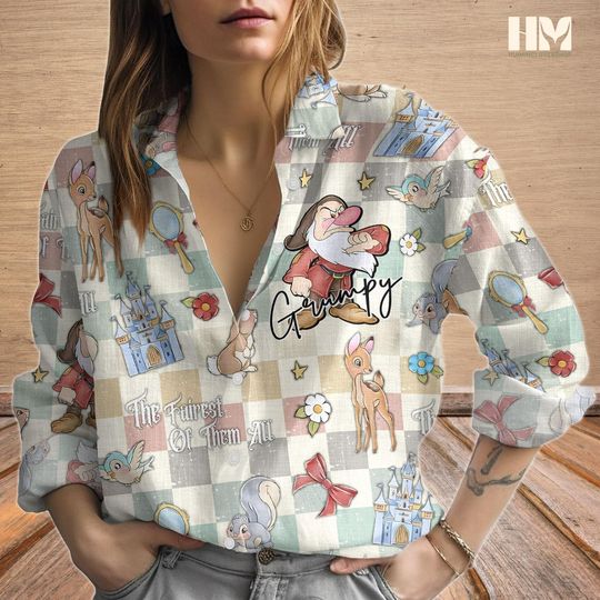 Disney Grumpy Dwarf Blouse Shirt, Disney Princess Shirt Women, Snow White And Seven Dwarfs Shirt, Magic Kingdom Outfit, Disneyland Trip