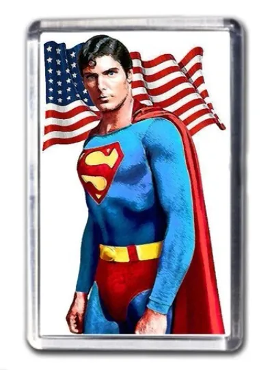 Discover Christopher Reeve Superman Stars and Stripes USA Fridge Magnet
