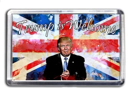 Discover President Donald Trump Is Welcome In The UK Union Jack Flag Fridge Magnet