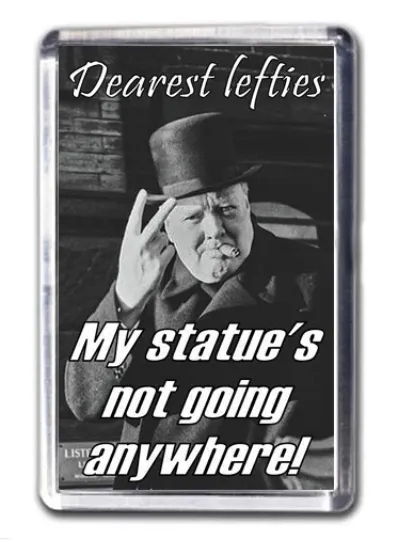 Discover Sir Winston Churchill Statue Going Nowhere Two Fingers Lefties Fridge Magnet