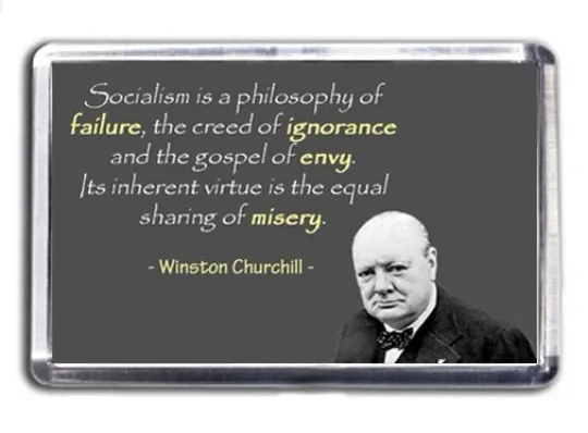 Discover Sir Winston Churchill Failed Socialism Quote Fridge Magnet