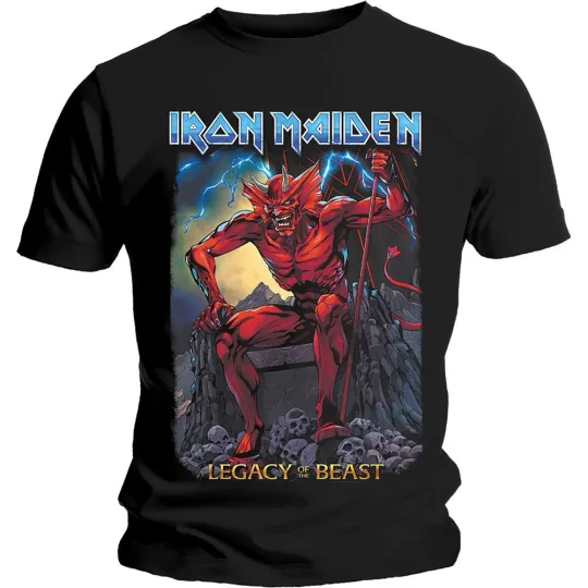 Discover Men's Iron Maiden Legacy of the Beast 2 Devil Slim Fit T-shirt Medium Black