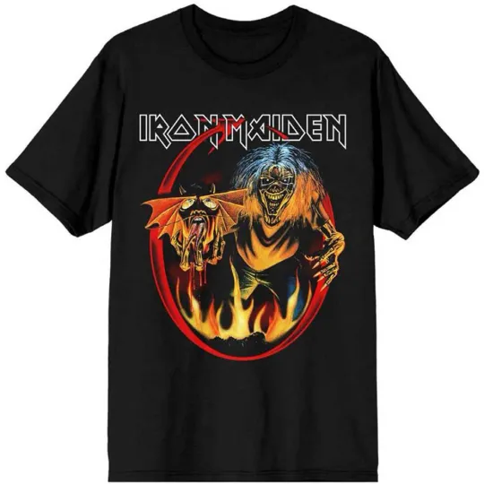 Discover Men's Iron Maiden Number of the Beast Devil Tail Slim Fit T-shirt Medium Black