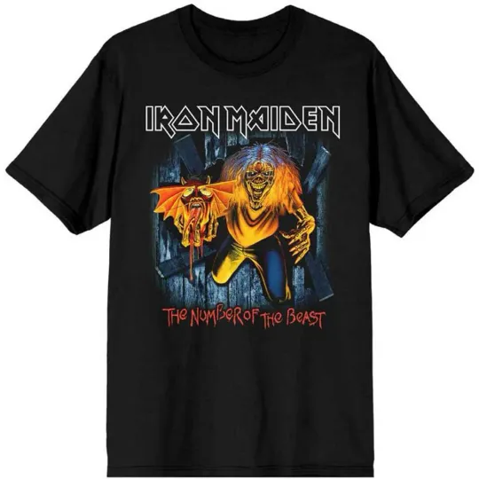 Discover Men's Iron Maiden Number of the Beast Eddie Panel Burst Slim Fit T-shirt Large