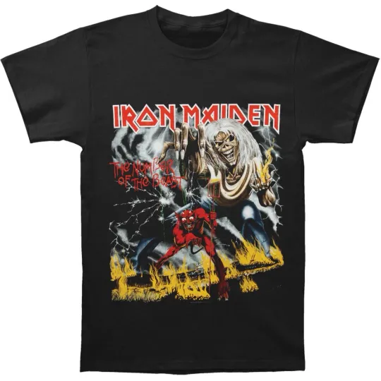 Discover Men's Iron Maiden Number Of The Beast T-shirt Medium Black