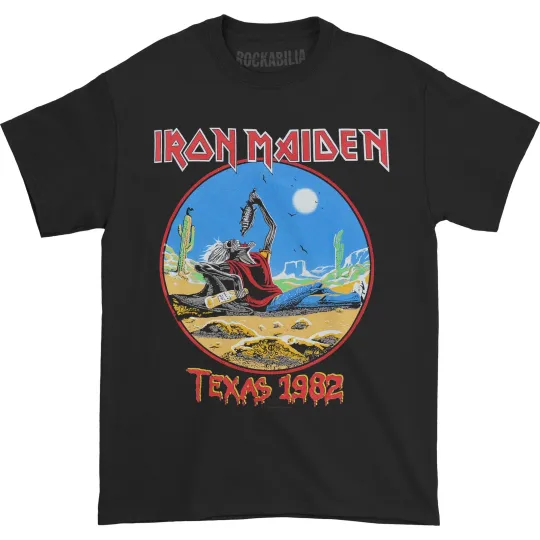 Discover Men's Iron Maiden The Beast Tames Texas (Back Print) Slim Fit T-shirt Small