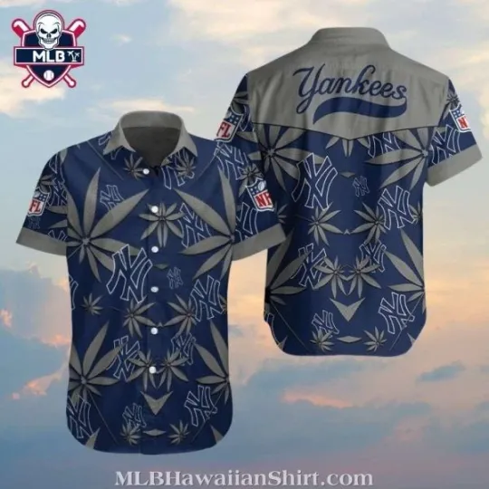 Discover New York Yannkess Hawaiian Shirt With Cannabis Leaf Pattern, Gift for Fan