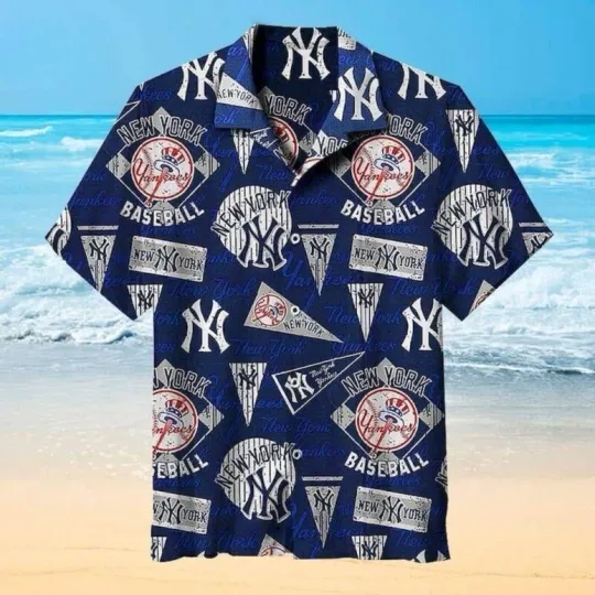 Discover New York Yannkess Retro Pennants Summer Aloha Unisex Hawaiian Shirt, Gift for Fan