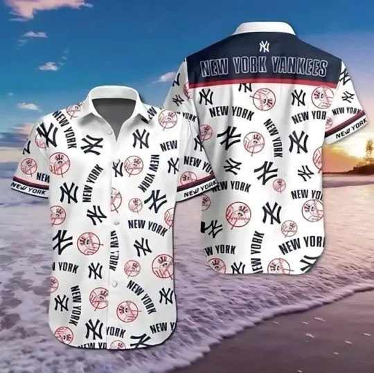Discover New York Yannkess Iconic Emblems Summer Aloha Unisex Hawaiian Shirt, Gift for Fan