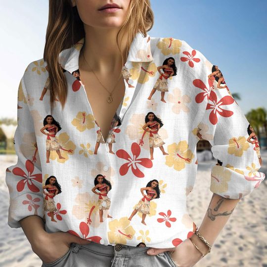 Discover Disney Moana Princess Blouse Shirt, Disney Princess Shirt For Women, Moana Shirt, Disneyland Trip Long Sleeve Shirt, Magic Kingdom