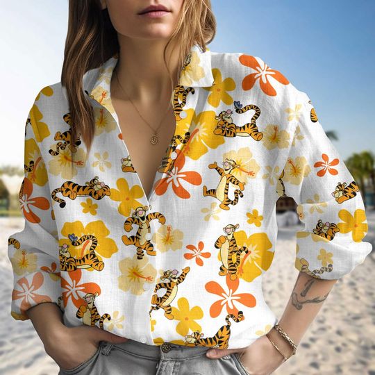 Disney Tigger Blouse Shirt, Winnie The Pooh Long Sleeve Shirt, Disneyland Trip Shirt For Her, Tigger Tiger Summer Shirt, Disney Gift