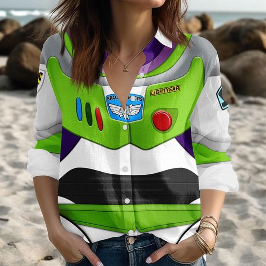 Discover Buzz Lightyear Costume Shirt, Disneybound Space Ranger Linen-Look Shirt, Disney Run Women Shirt, Toy Story Blouse Shirt, Cosplay Outfit