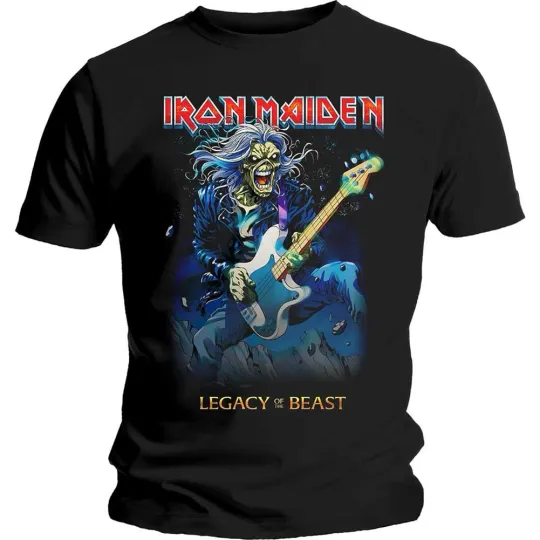 Discover Men's Iron Maiden Eddie On Bass T-shirt