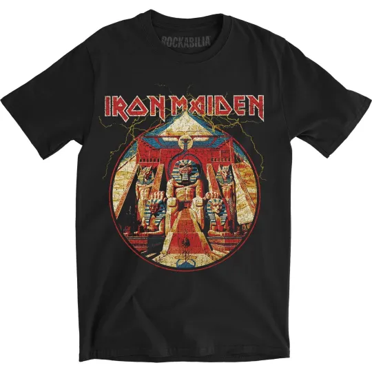 Discover Men's Iron Maiden Powerslave Lightning Circle T-shirt