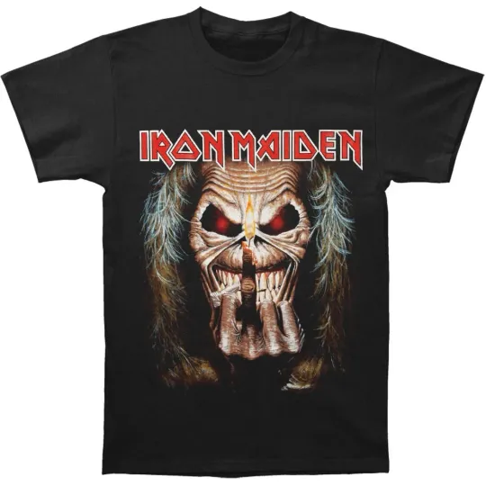 Discover Men's Iron Maiden Eddie Candle Finger T-shirt
