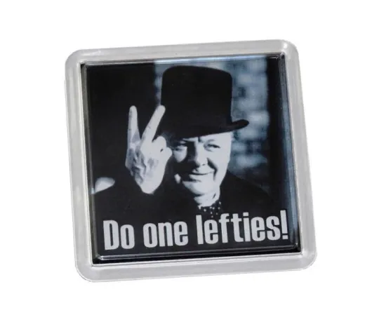 Sir Winston Churchill Two Fingers Lefties Drinks Coaster