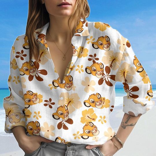 Discover Disney Simba Lion King Blouse Shirt, The Lion King Summer Shirt Women, Disneyland Trip Aloha Floral Tee, Magic Kingdom Blouse Shirt