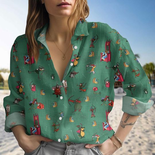 Discover Disney Robin Hood Blouse Shirt, Little John OoDe-Lally Women Shirt, Disney Long Sleeve Shirt, Animal Kingdom Trip Shirt