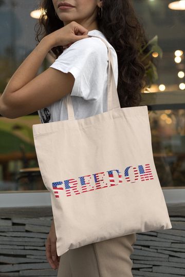 Freedom Typography American Flag Tote: Charlie Kirk