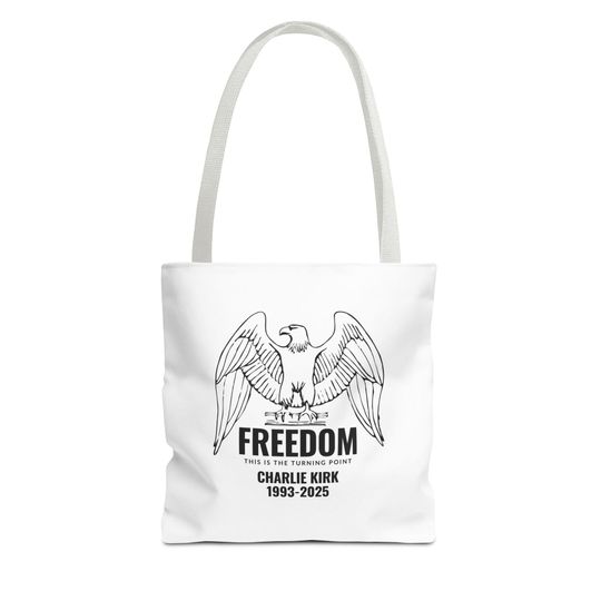 Discover Charlie Kirk Tribute Tote Bag - AOP Stylish Eco-Friendly Tote, Perfect for Memorials, Everyday Use, Gifts, Shopping, and Celebrations