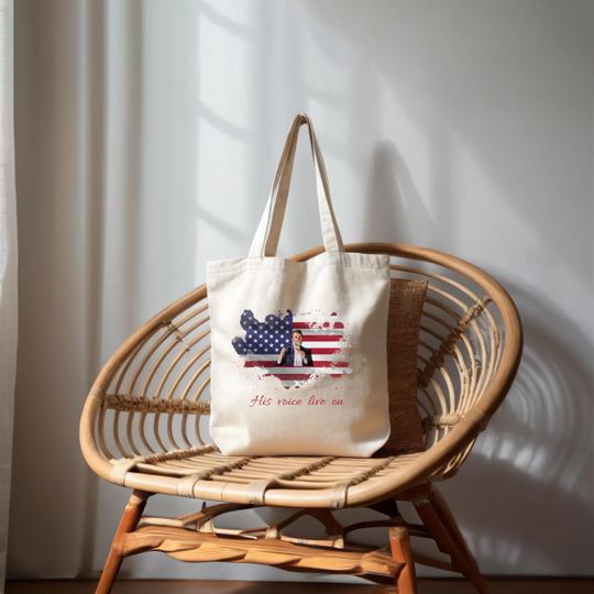 Charlie Kirk Freedom American Bag Tote Bag, Charlie Kirk Voice Live On Tote, Charlie Kirk Freedom Bag, Republican Tote Bag, Canvas Bag
