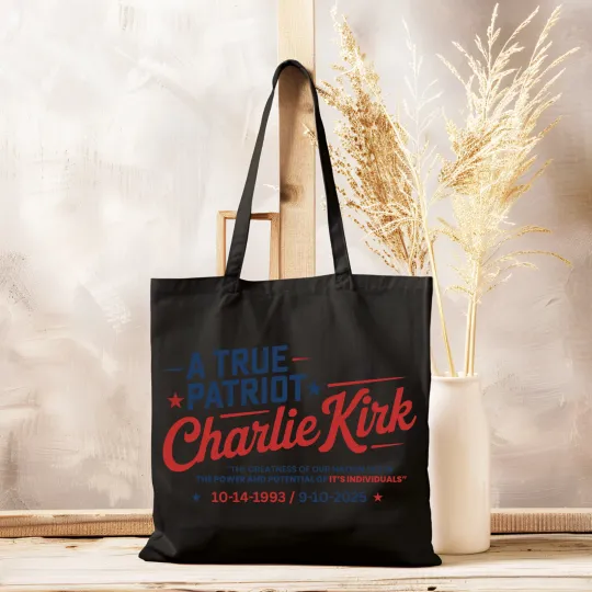 Discover Vintage Tote Bag Cotton Canvas Charlie Kirk Tote Bag Patriot Tote Bag