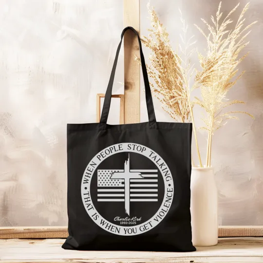 Discover Vintage Tote Bag Cotton Canvas Charlie Kirk Tote Bag Freedom Tote