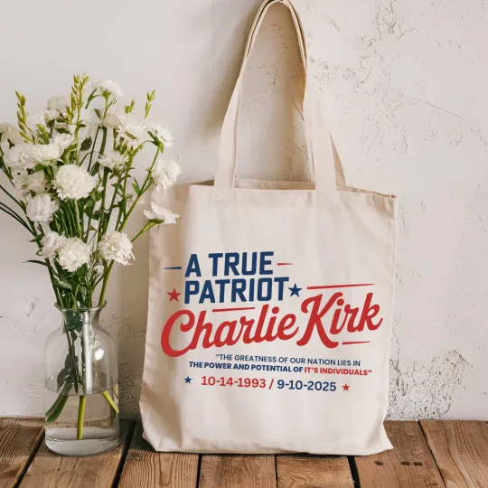Discover Vintage Tote Bag Cotton Canvas Charlie Kirk Tote Bag Freedom Tote Patriot Tote