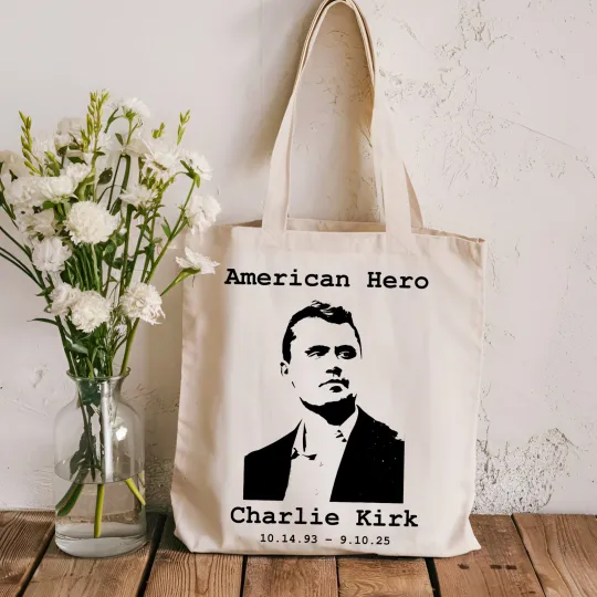 Vintage Tote Bag Cotton Canvas Charlie Kirk Tote Bag Freedom Tote Patriot Tote
