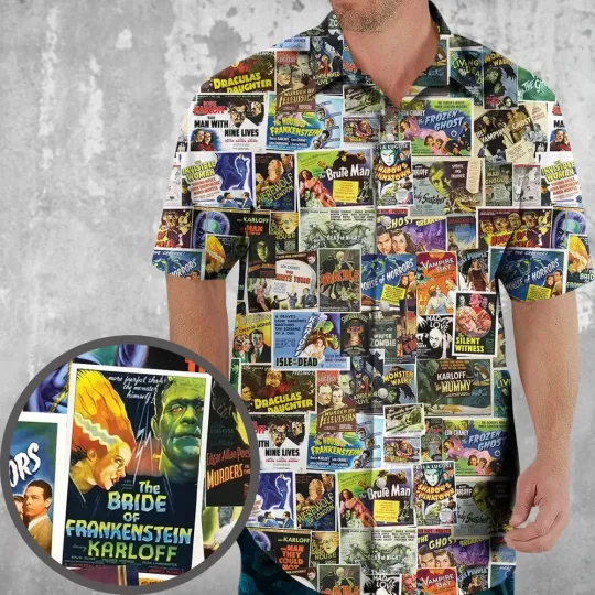Discover Vintage Horror Movies Hawaiian Shirt, Summer Shirt