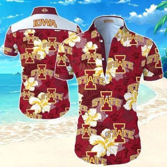 Discover Iowa State Cyclones Hawaiian Shirt, NCAA Aloha Shirt, Summer Beach Outfit, ISU Fan Gift, Tropical College Button Up Hawaiian Shirt