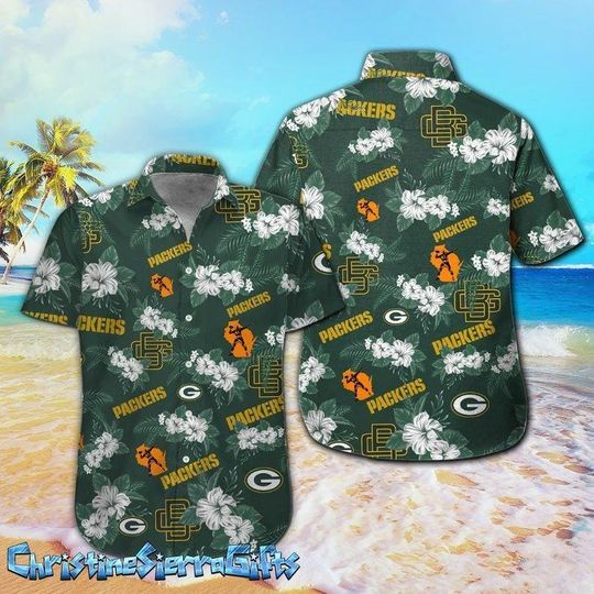 Green Bay Packers Hawaiian Shirt, football Aloha Shirt, Packers Tropical Vacation Shirt, Summer Beach Fan Gift Shirt, Button Up for Men Women