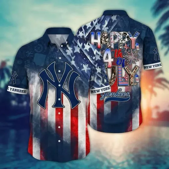 Discover New York Yannkess 4TH Of July Summer Aloha Unisex Hawaiian Shirt, Gift for Fan