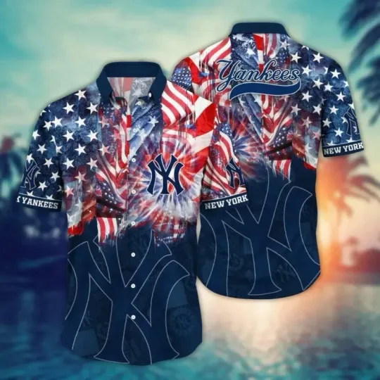Discover New York Yannkess Fireworks Freedom Summer Aloha Unisex Hawaiian Shirt, Gift for Fan